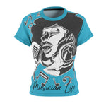 "Sing your heart out" fitted ML Tee L-Blue